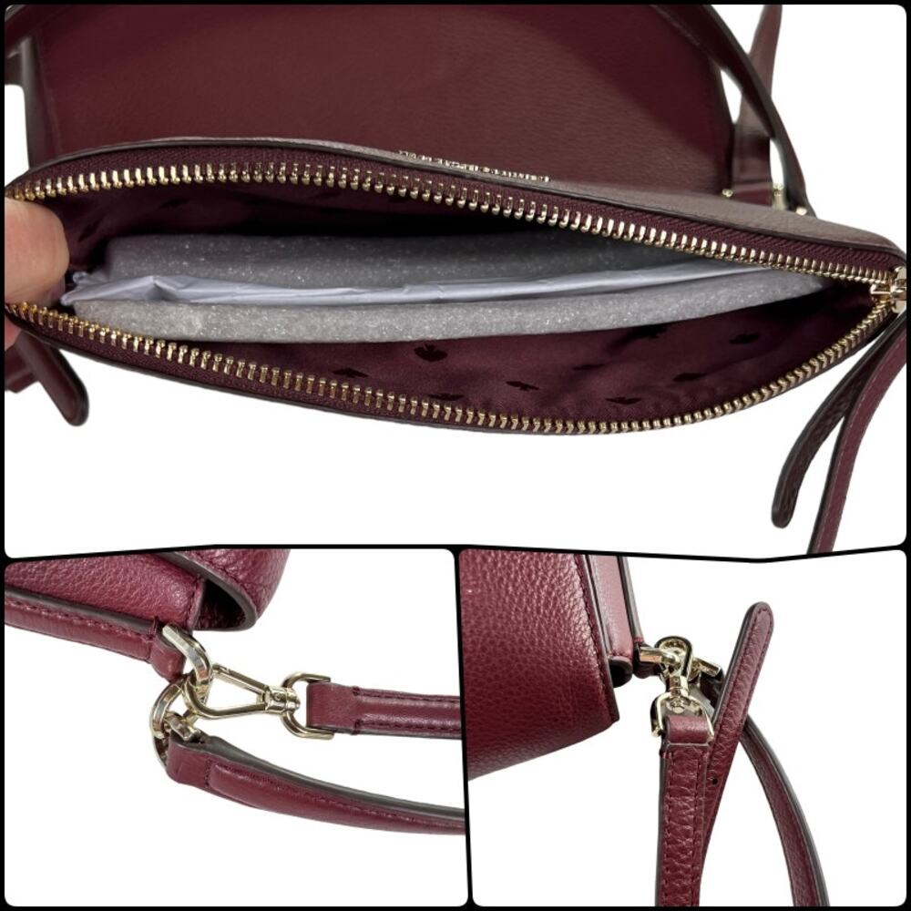 Kate Spade Jackson Shoulder Bag & Wallet Medium Flap Pebbled Leather Cherrywood - Picture 8 of 16